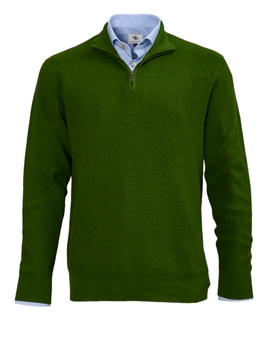 Harry Zip Neck Cotton Cashmere Knit - Green